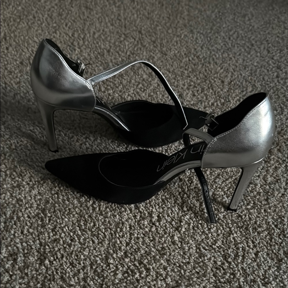 Calvin Klein Women's Silver and Black Heels